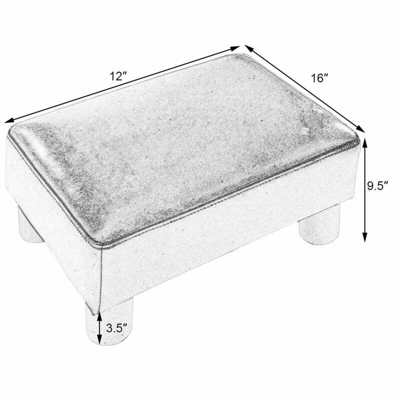 Small Footstool PU Leather Ottoman Footrest Rectangular Stool