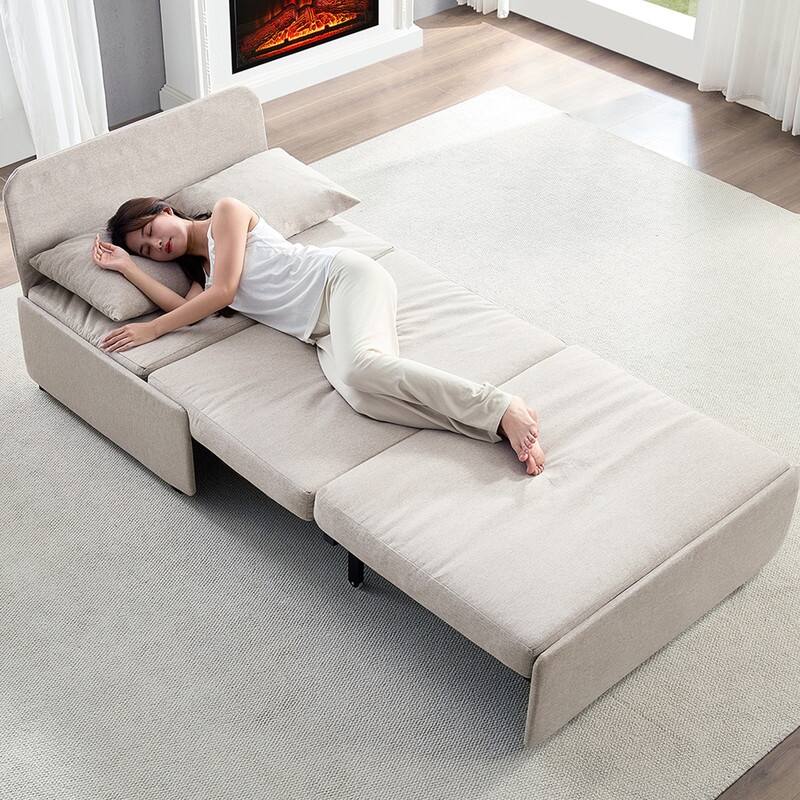 Mixoy Full/Queen Size Sofa Bed,2 in 1 Convertible Linen 1-Seater/Loveseat Sleeper Sofa Couch with Cushions