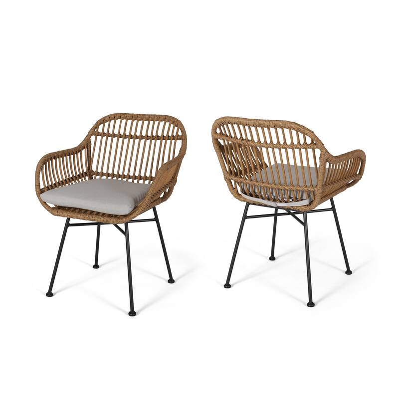 Orlando Faux Rattan Patio Chairs (Set of 2) by Christopher Knight Home