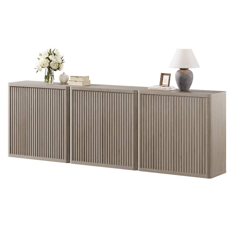 3 Multifunctional and Practical Rounded-Corner Side Cabinets - 34.6 x 15.4 x 34.2 - Beige