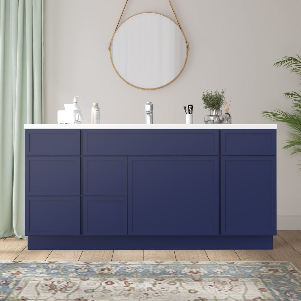 Vanity Art 66" Birch Freestanding Bathroom Vanity Cabinet without Top