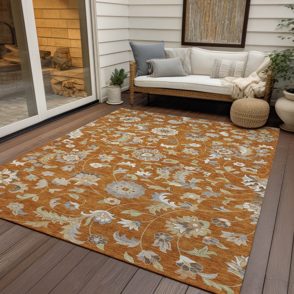 Machine Washable Indoor/ Outdoor Traditional Chantille Rug