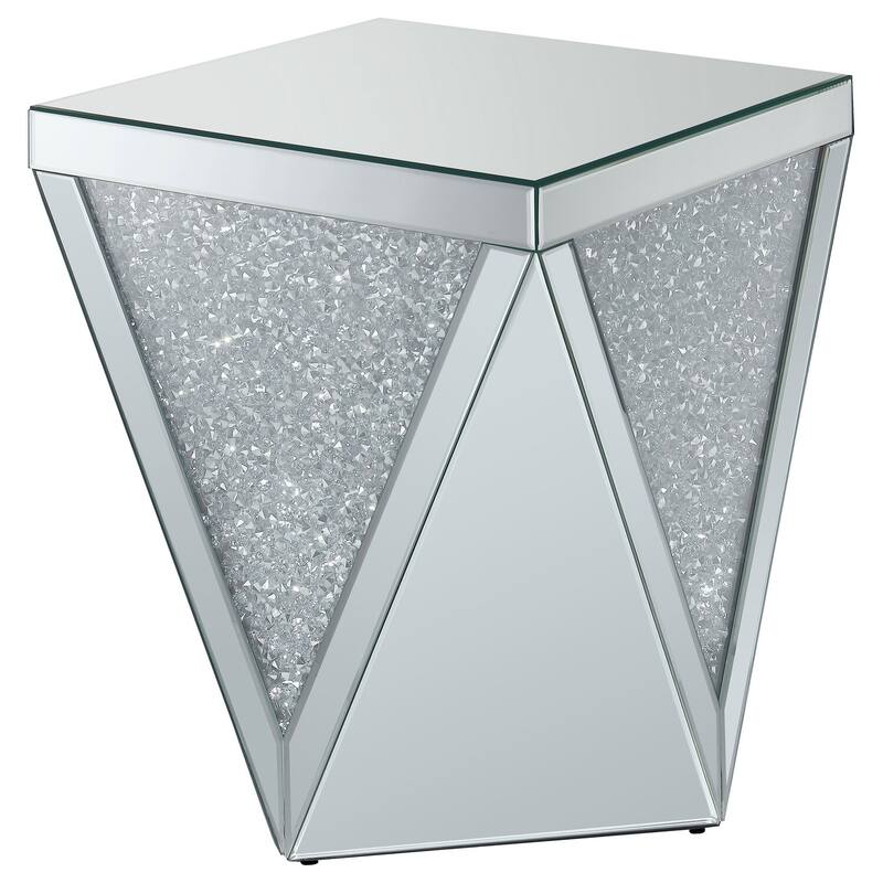 Rustic Ranch End Table - Silver & Mirror Accent, Modern Living Room Table, 18.75" x 18.75" x 23.25" - 23.25