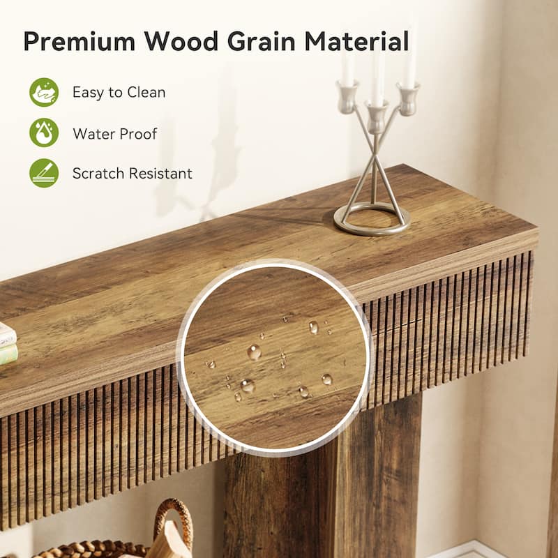 55.12'' Rustic Entryway Console Table with 2-tier Storage Shelf, Sofa Table