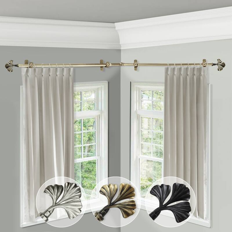 Classic Charm Curtain Rods & Hardware - Steel Metal Rods with Corner Connector & Finials - Black - M
