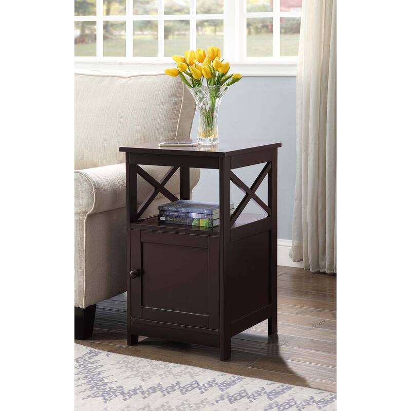 Convenience Concepts Oxford End Table with Storage Cabinet and Shelf - Espresso