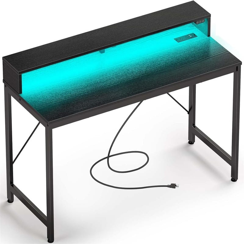 Computer Desk 39 inch with LED Lights - Black