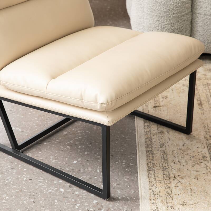 Glitzhome Set of 2 30.25"H Modern Ergonomic PU Accent Armless Chair