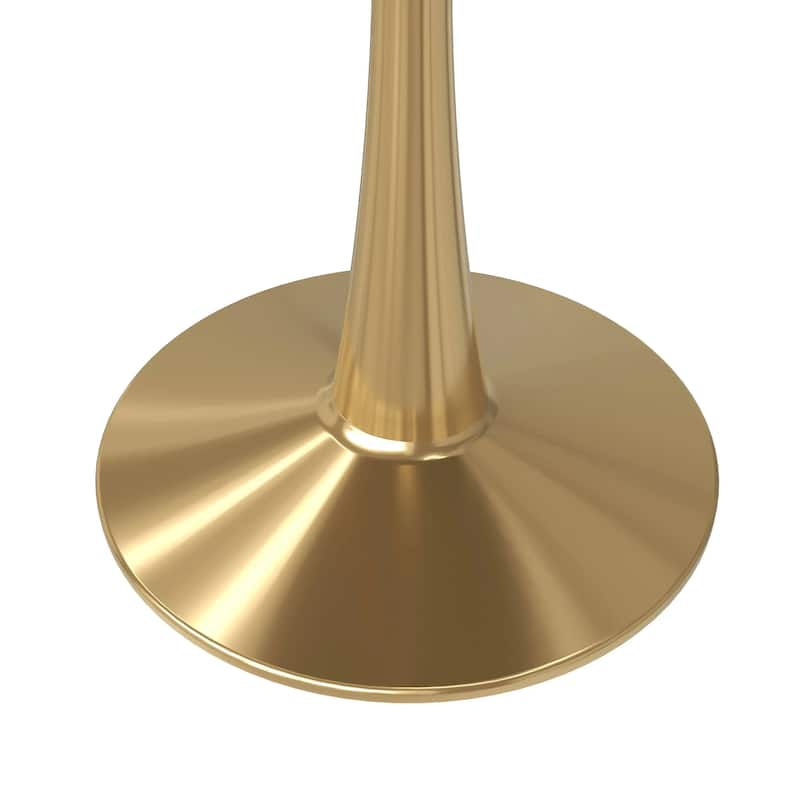 Bristol Square Marbled White MDF Wood Top and Gold Steel Pedestal Base Dining Table for Dining Rooms, Kitchens, and Restaurants