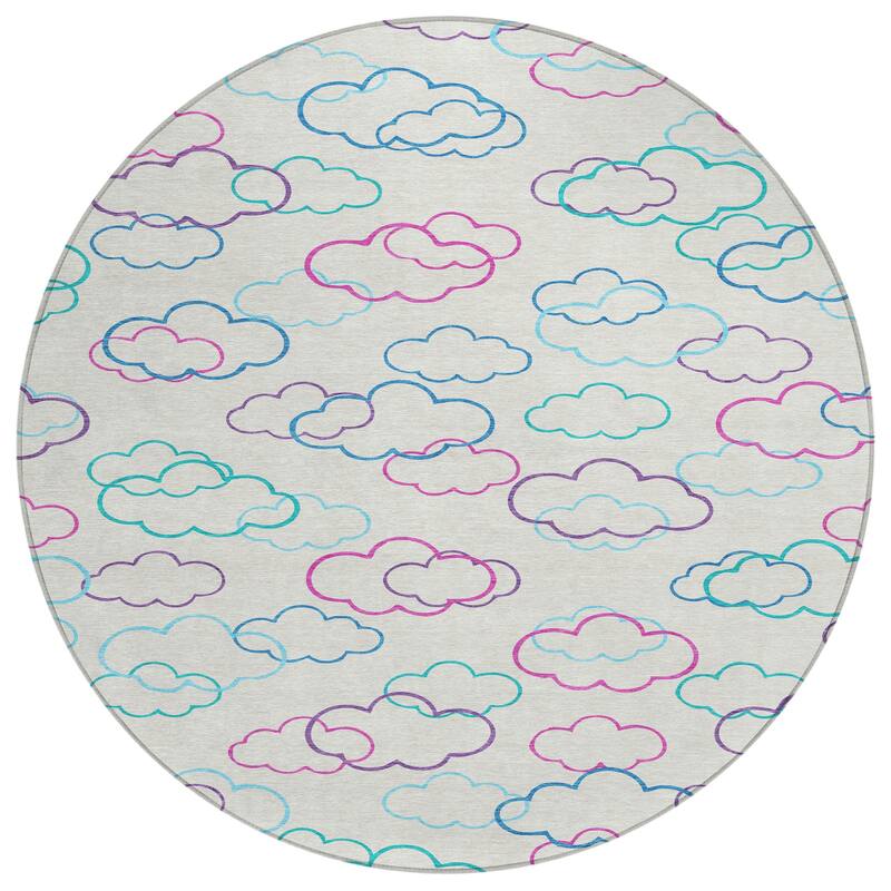 Machine Washable Indoor/ Outdoor Modern Clouds Chantille Rug