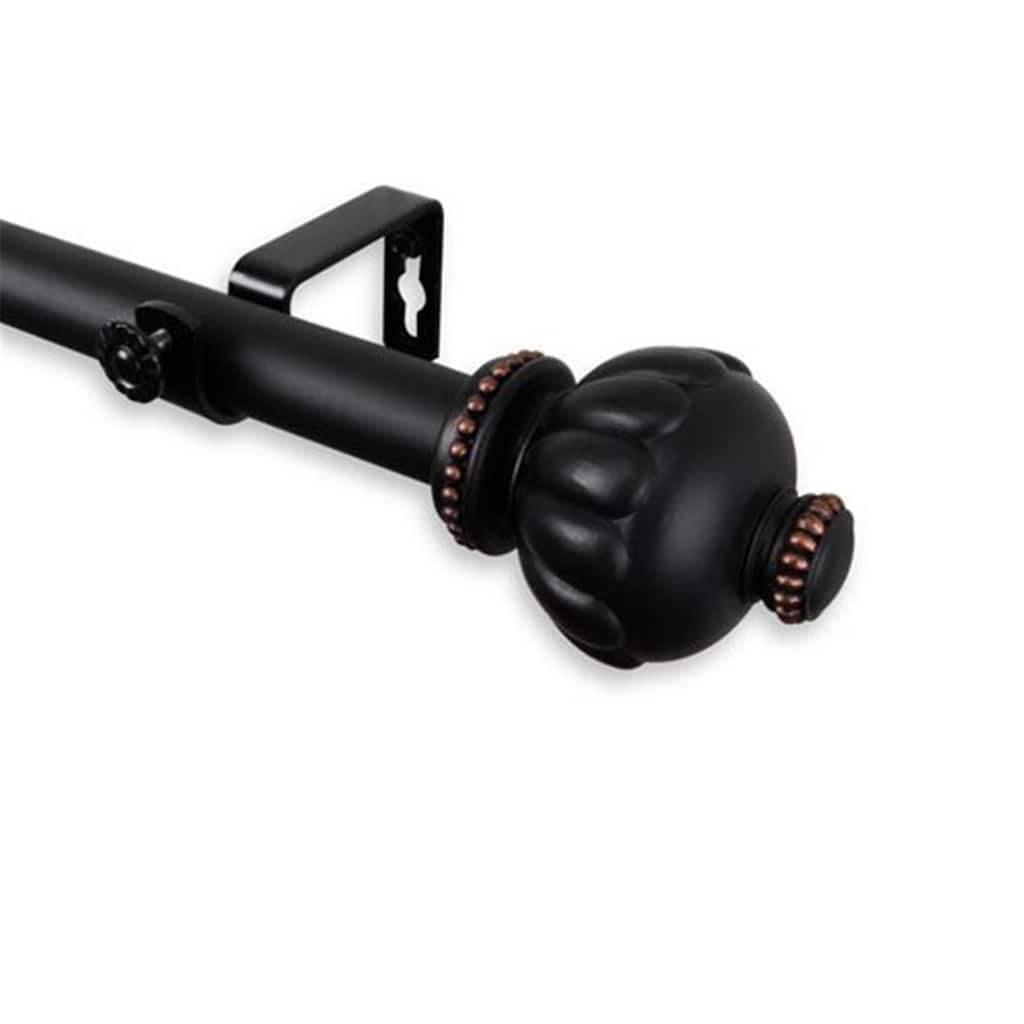 Double Curtain Rod Home Decor Southwestern Style Window Treatment Rod Black Adjustable Length - 84