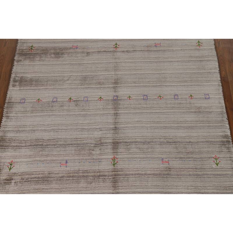 Hand Knotted Oriental 100% Wool Carpet Tribal Tribal Multi-Colored Gabbeh Area Rug - 5' 11'' X 4' 1''