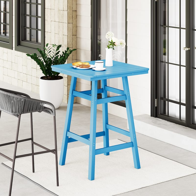 Laguna Hdpe All Weather Outdoor Patio 30" Square Bar Table - Pacific Blue