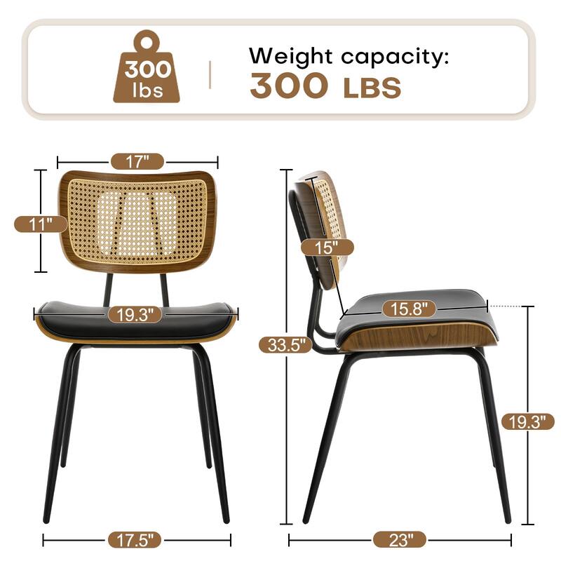 Faux Leather Upholstered Dining Chairs Set of 2/4 - 33.5"H x 19.3"W x 23"D