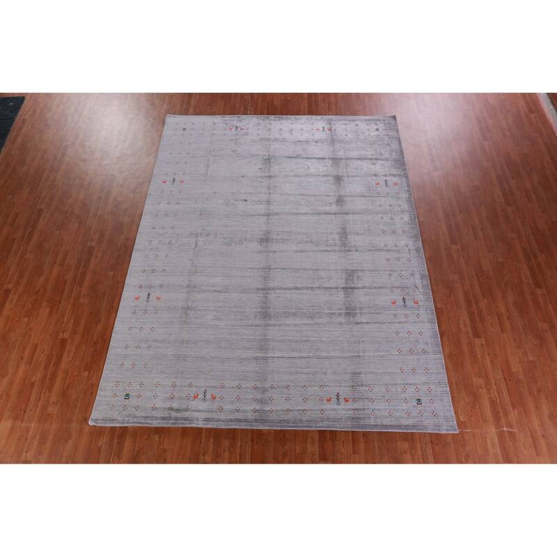 Hand Knotted Oriental 100% Wool Carpet Tribal Tribal Purples Gabbeh Area Rug - 12' 4'' X 9' 2''