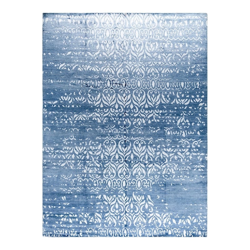 Modern One-of-a-Kind Hand-Knotted Area Rug - Gray, 9' 0" x 12' 1" - 9' 0" x 12' 1"