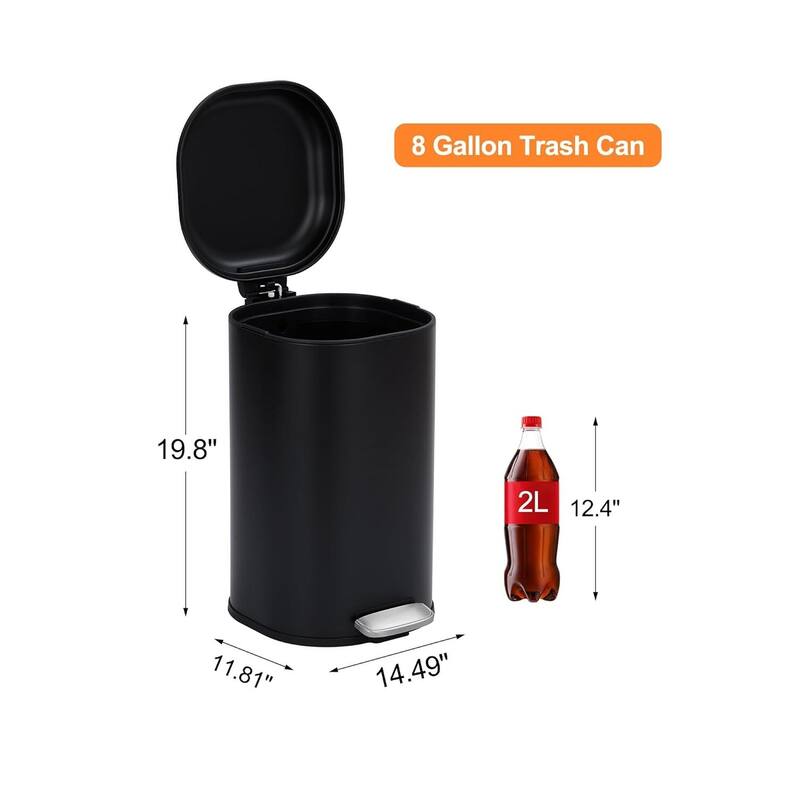 8 Gallon Slim Kitchen Trash Can, Step on Garbage Can