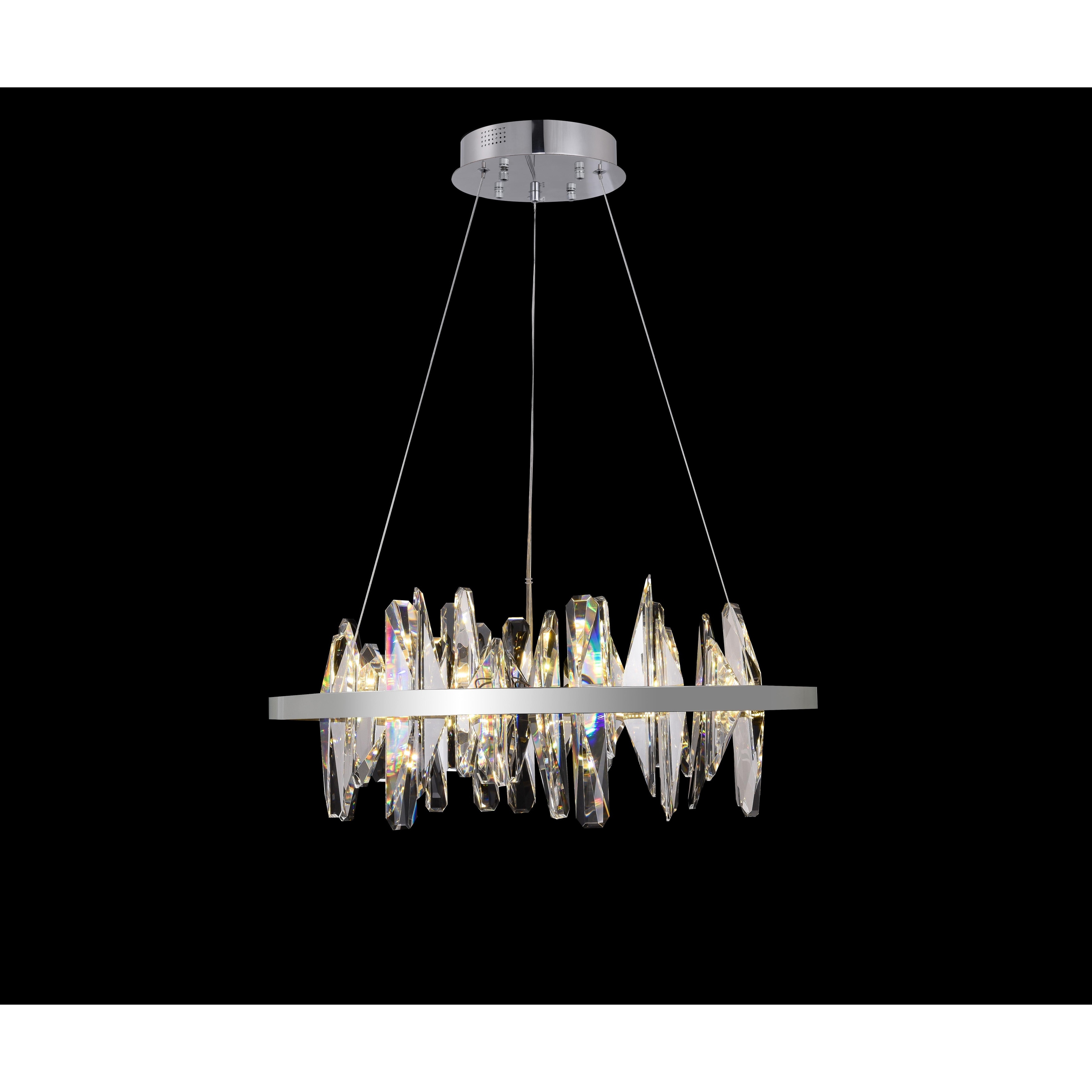 Transitional 1-Light Round Chrome Stainless Steel Frame LED Chandelier