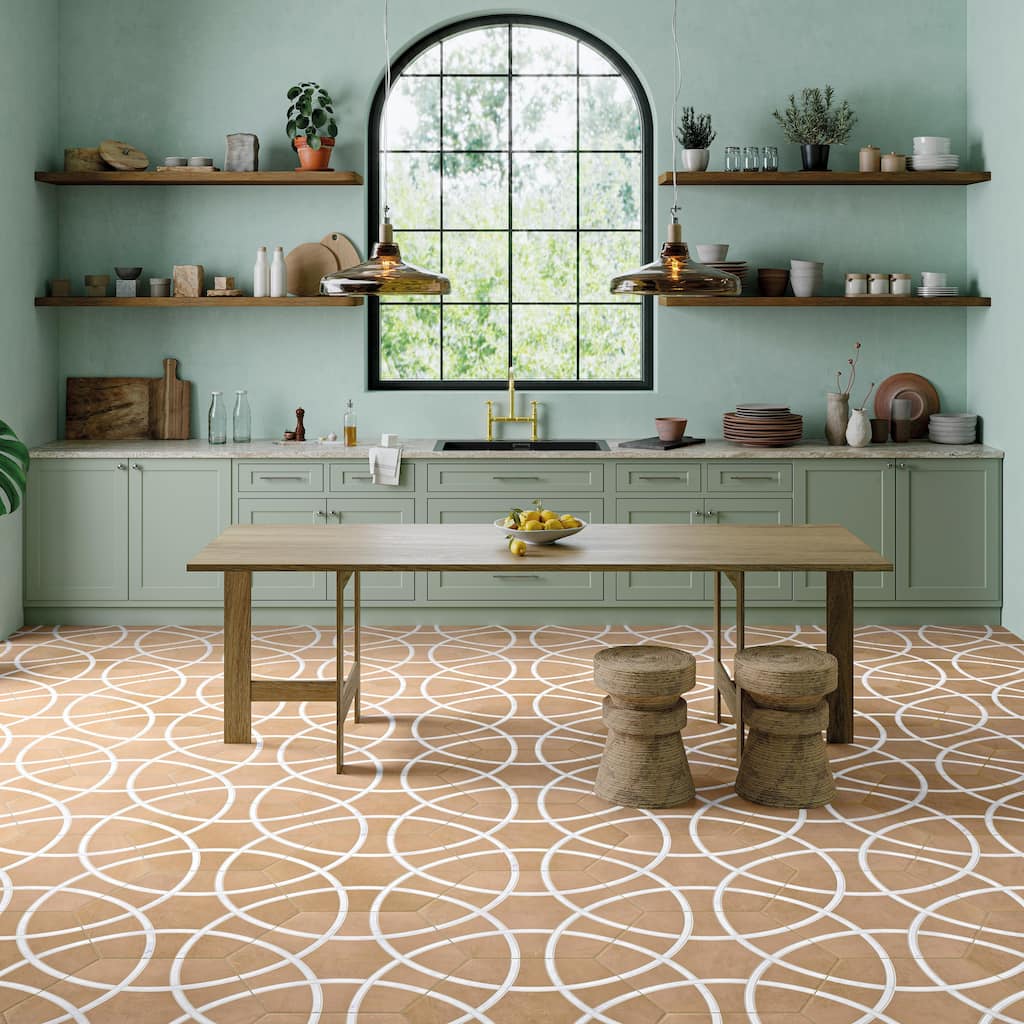 Merola Tile Bari Hex Terra Deco 11-1/4" x 13" Porcelain Floor and Wall Tile