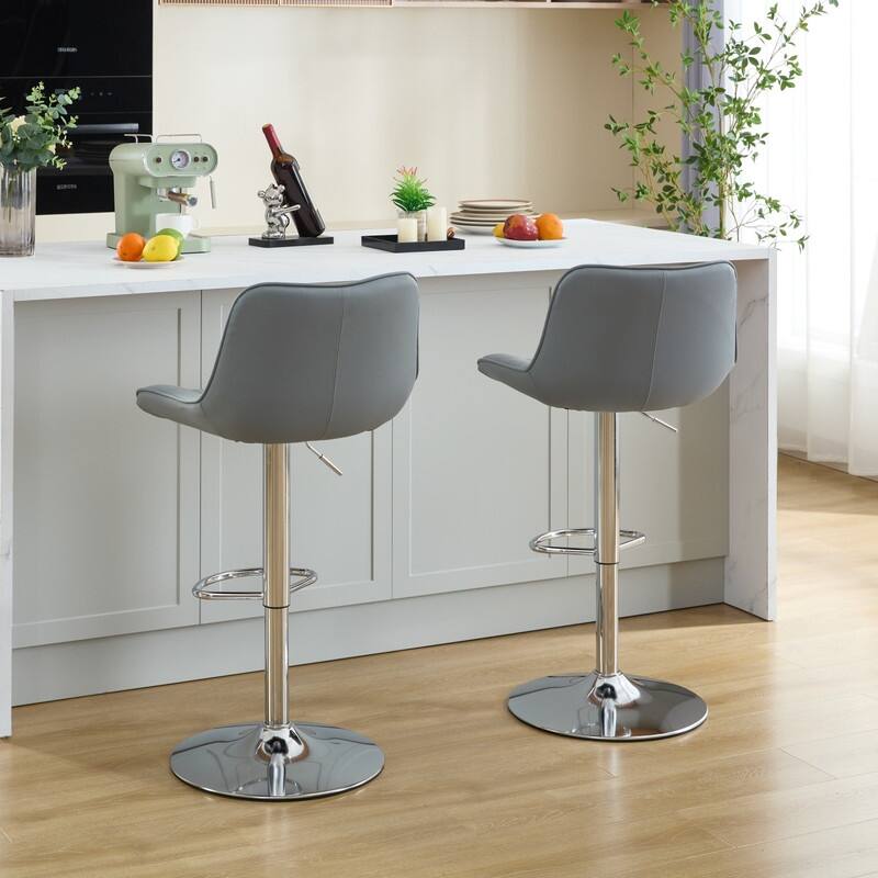 Adjustable Swivel Bar Stools Height Island Chairs with Back Set of 2