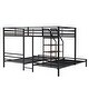 preview thumbnail 6 of 11, Triple Metal Bunk Bed with Twin Over Twin Configuration and Storage Shelves Staircase for Space-Saving and Safe Multi
