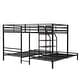 preview thumbnail 6 of 24, Twin Metal Bunk Bed, Triple Bunk Bed Frame w/ Storage Shelves Staircase