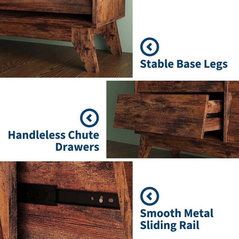 6 Drawer Dresser, Vintage Chest of Drawers with Bevel Design