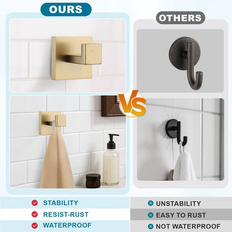 WOWOW J-Hook Wall Mount Robe/Towel Hook 2PCS