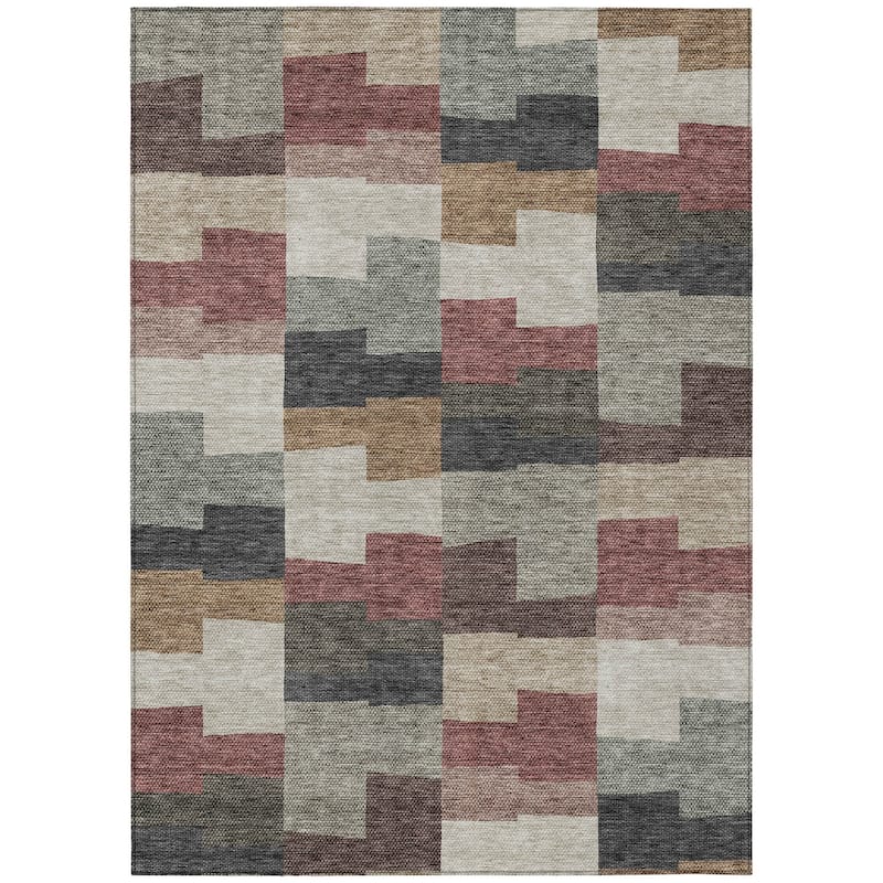HomeRoots Geometric Transitional Rectangle Outdoor Rug