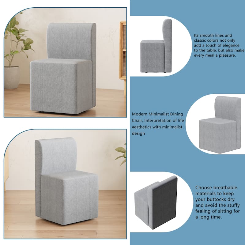 Dining Chair With Casters, Modern Rolling Dining Chair, Footstool With Wheels