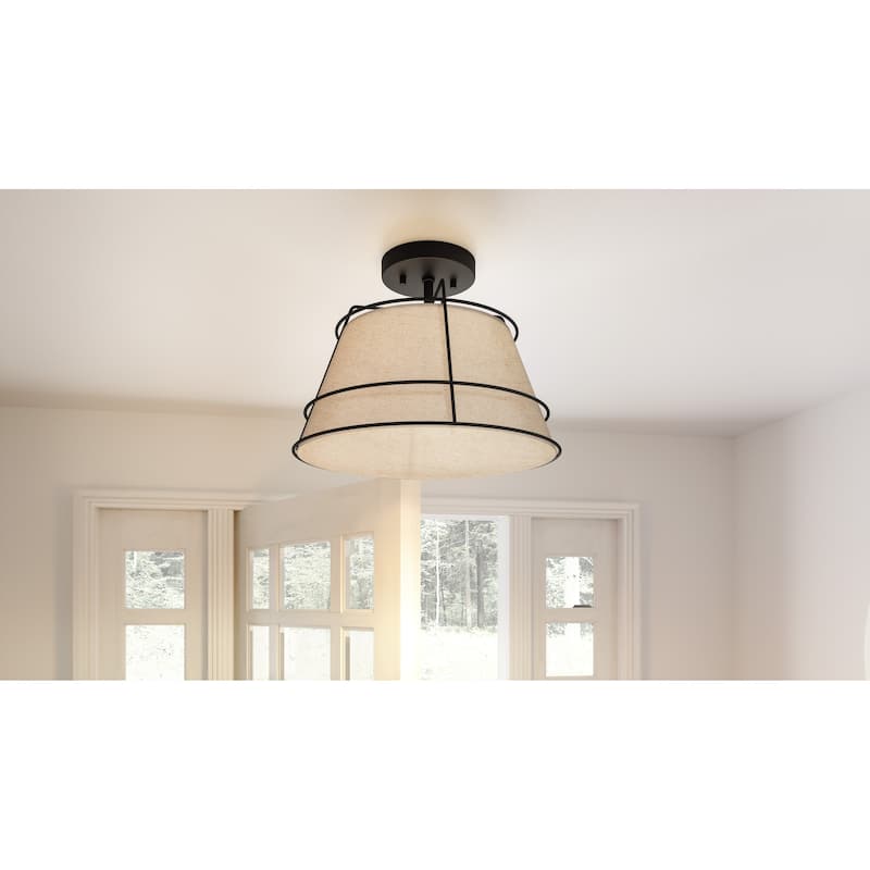 Burbidge 1-Light Matte Black Semi-Flush Mount - Matte Black