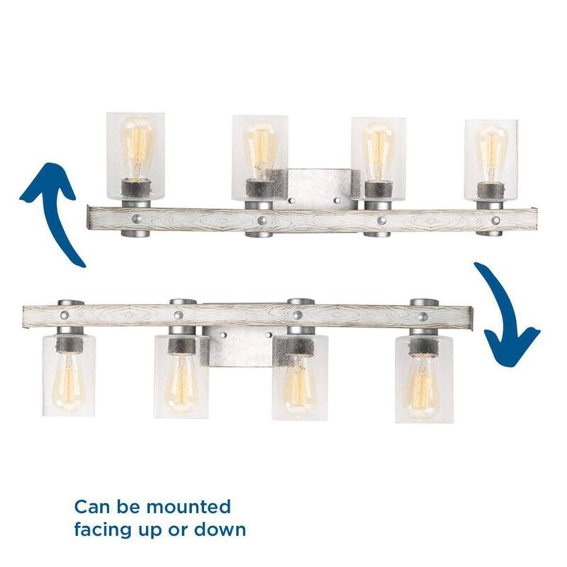 Gulliver Collection 4-Light Galvanized Finish Clear Seeded Glass Coastal Bath Vanity Light