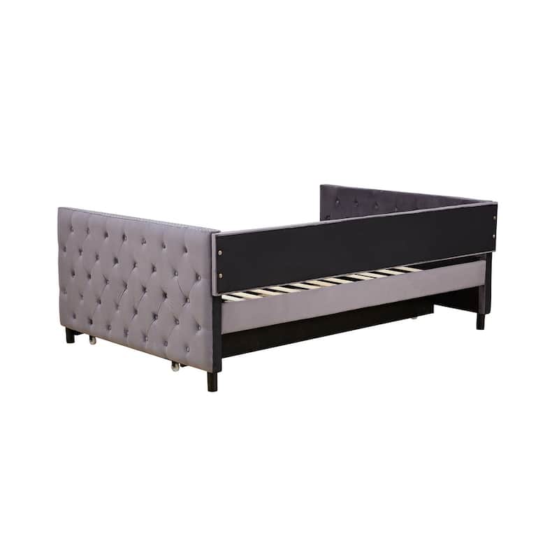 Velvet Upholstered Daybed with Trundle