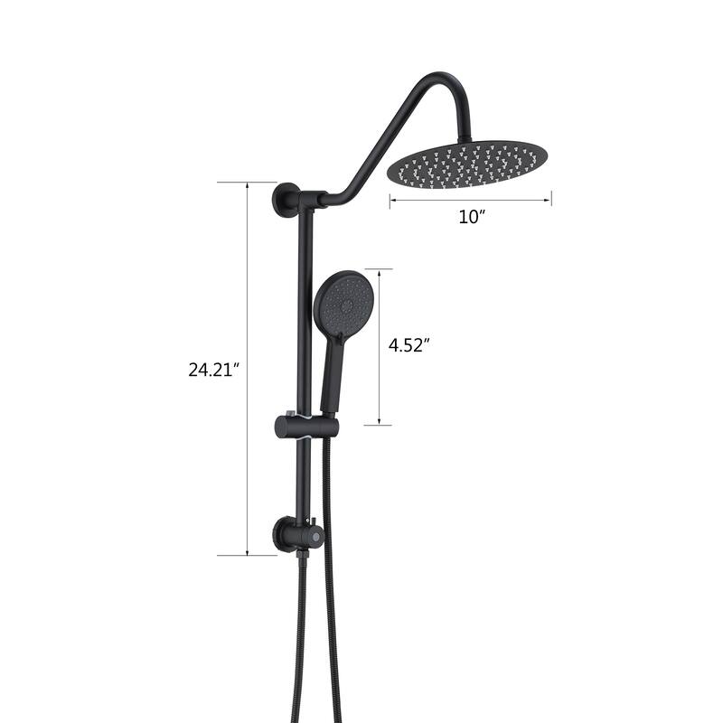 Vanityfair Shower System With 10" Rain Shower Head, 4-function Shower Head With Handheld, Adjustable Slide Bar