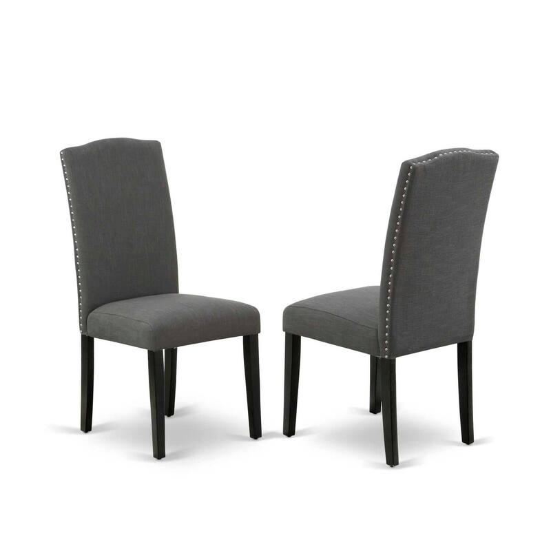HomeStock 5-Pc Black Finish Solid Wood Top - Rectangular Upholstered Dining Room Set with Butterfly Leaf - Seats 4