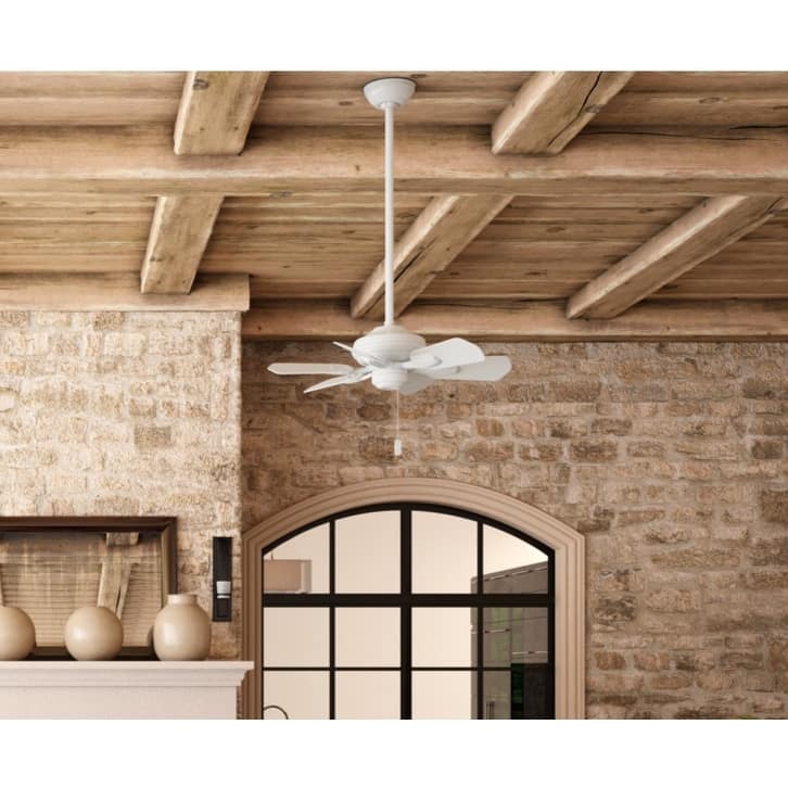 Casablanca 31" Wailea Outdoor Ceiling Fan with Pull Chain, Damp Rated - Exclusive SureSpeed! - White