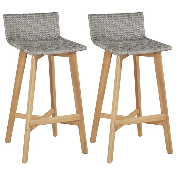 vidaXL Bar Chairs 2 pcs Poly Rattan Solid Acacia Wood