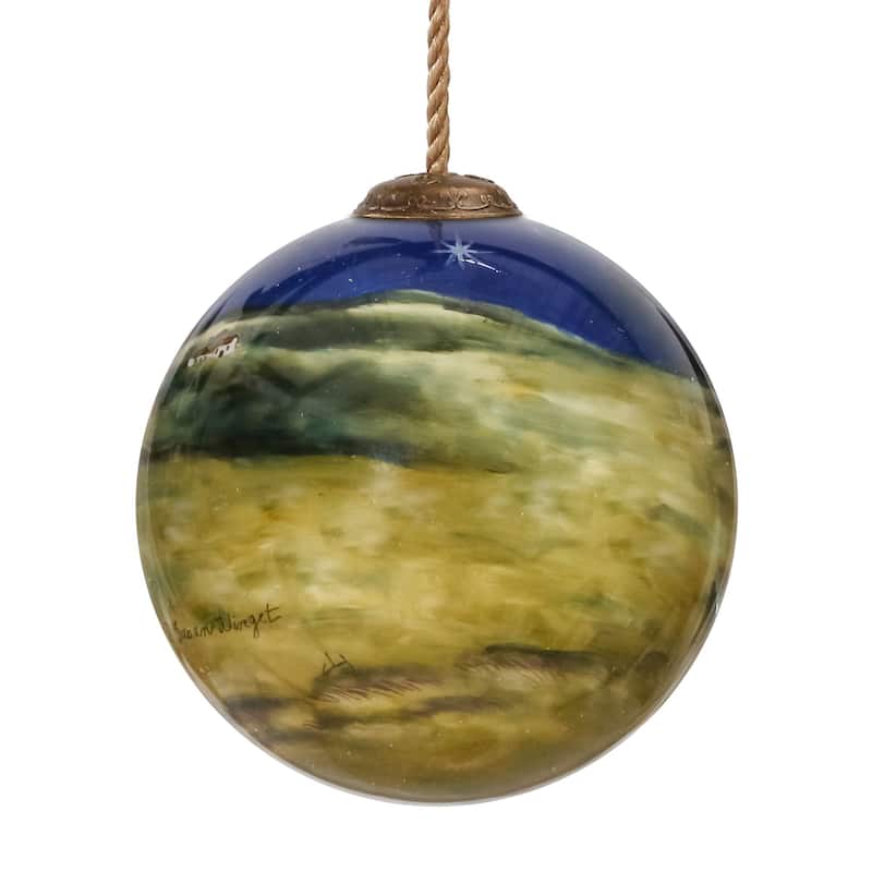 Little Shepherd Glass Nativity Christmas Ball Ornament - 3"