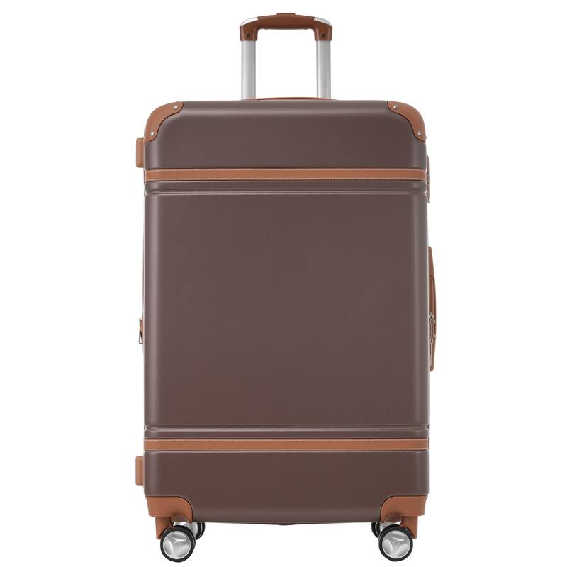 Hardshell Luggage Sets 3 Pieces 20"+24" Luggages and Cosmetic Case Spinner Suitcase with TSA Lock Lightweight,Brown