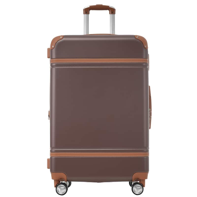 Hardshell Luggage Sets 3 Pieces 20"+28" Luggages and Cosmetic Case Spinner Suitcase with TSA Lock Lightweight,Brown