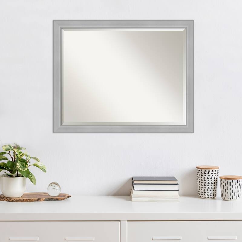 Beveled Wall Mirror - Vista Brushed Nickel Narrow Frame - Vista Brushed Nickel Narrow