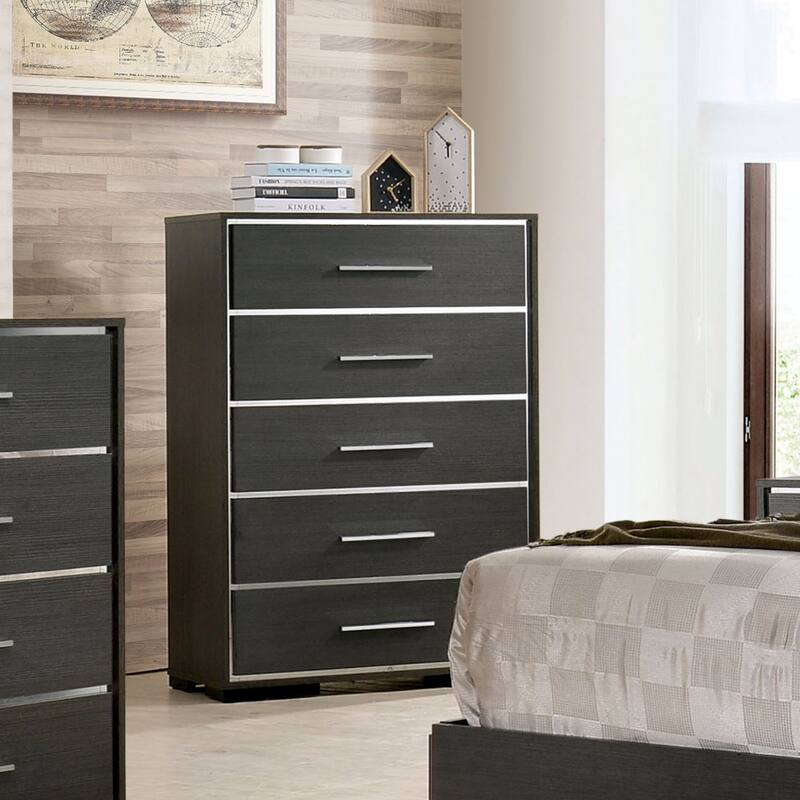 Kastela Contemporary Warm Grey 5-Drawer Chest by Furniture of America