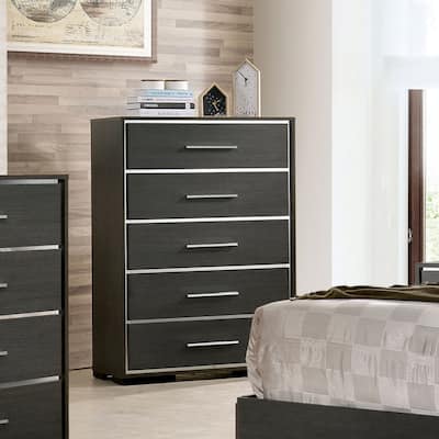 Kastela Contemporary Warm Grey 5-Drawer Chest by Furniture of America