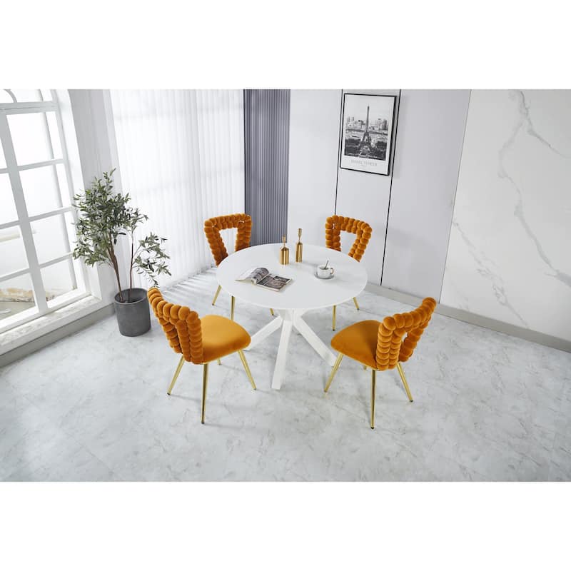Modern Chair Set (2) with Golden Iron Tube Legs
