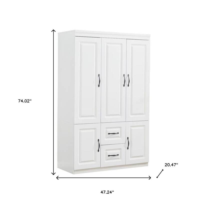 HomeRoots 74" White Five Door Two Drawer Combo Dresser