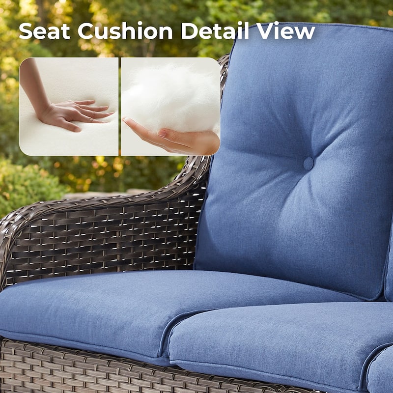 Pocassy Outdoor Patio Wciker Sofa Furniture Set of Chair Table.