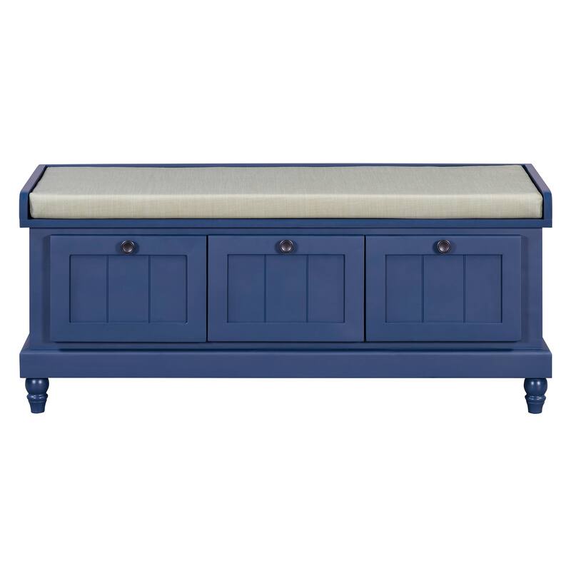 Classic Storage Bench with Cushioned Seat and 3 Drawers