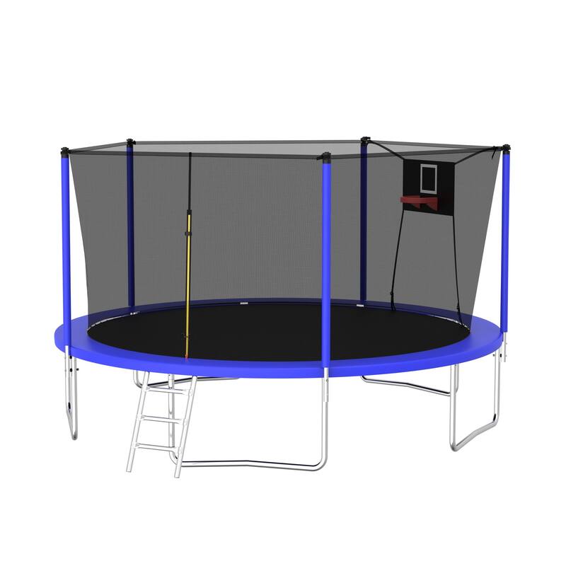 14FT Trampoline Set with Swing,Sports Fitness Trampolines with Enclosure Net, Recreational Trampolines