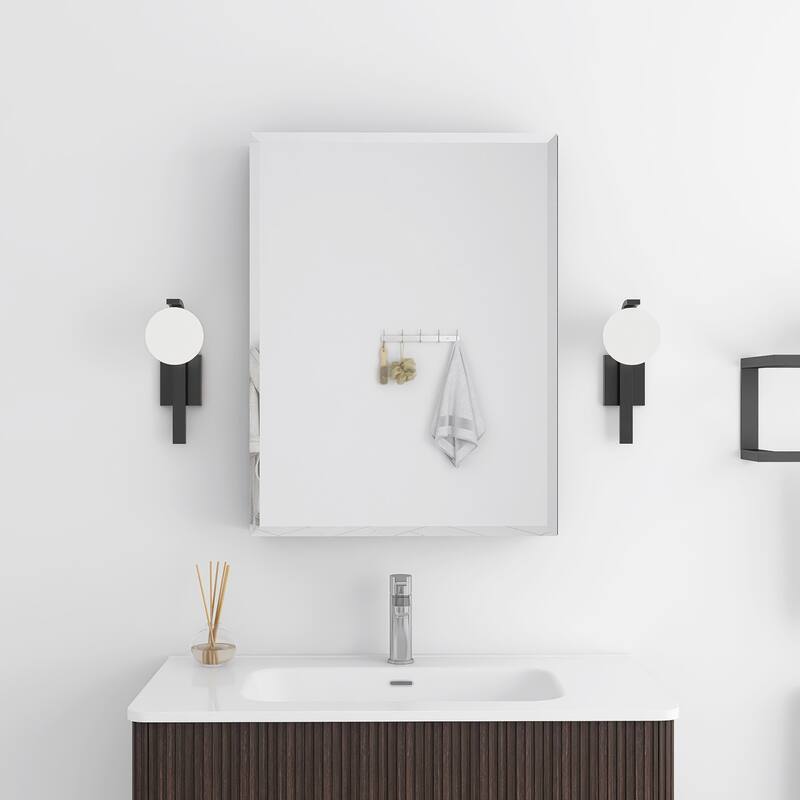Rectangular Aluminum Medicine Cabinet with Mirror - 23" x 30" - Matte Black