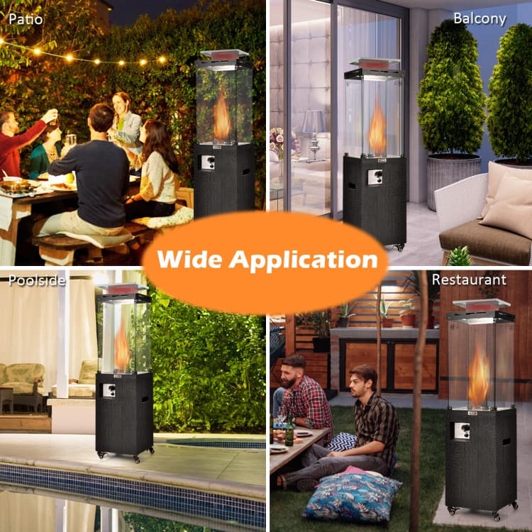 41 000 BTU Propane Patio Heater with Metal Hood - 15.5" x 15.5" x 62" (L x W x H)
